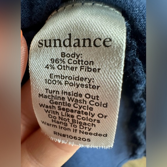 Sundance Cotton Embroidered Peasant Boho Floral Navy Boho Blouse Top Sz  Medium - Picture 15 of 17